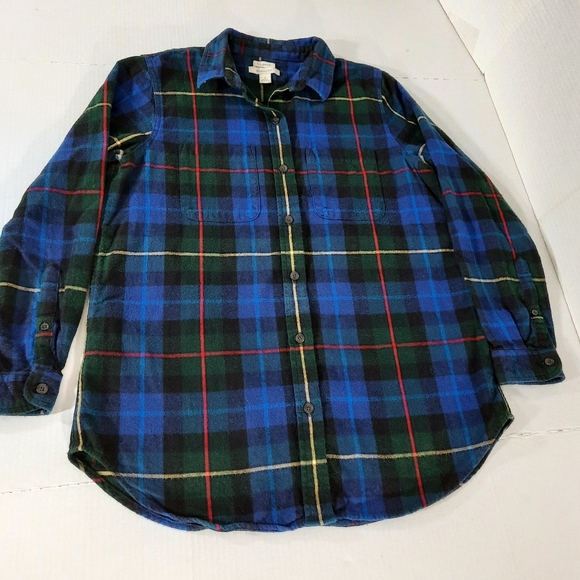 LL Bean Relaxed Fit Scotch Plaid Flannel Tunic - Picture 2 of 5
